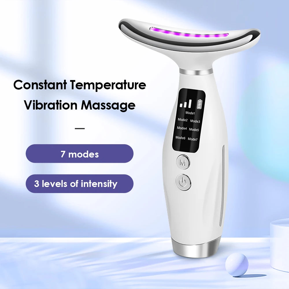 7 Colors LED Lights Face Neck Beauty Device Vibration Massage