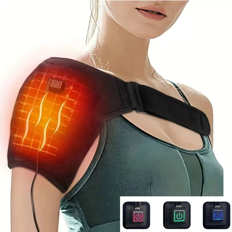 USB Electric Shoulder Brace Amr Pad 3 Gear Heated Massage
